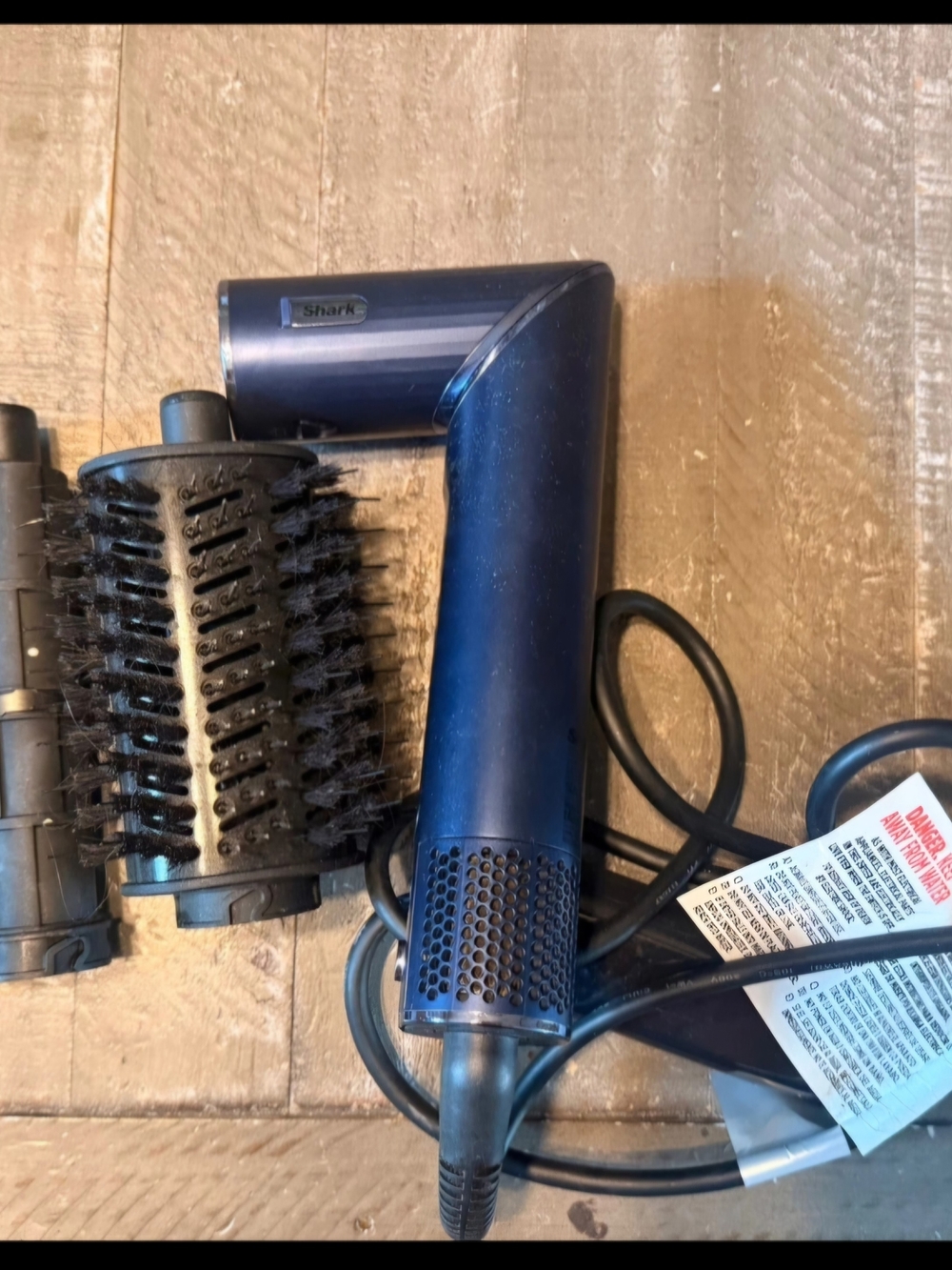 Shark Blue Hot Air Hair Styler with Round Brush Attachments